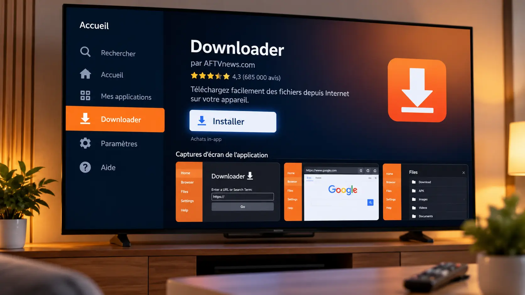 IPTV Fire TV Stick : interface Downloader pour installer une application IPTV
