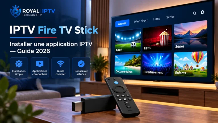 IPTV Fire TV Stick avec interface IPTV sur un téléviseur