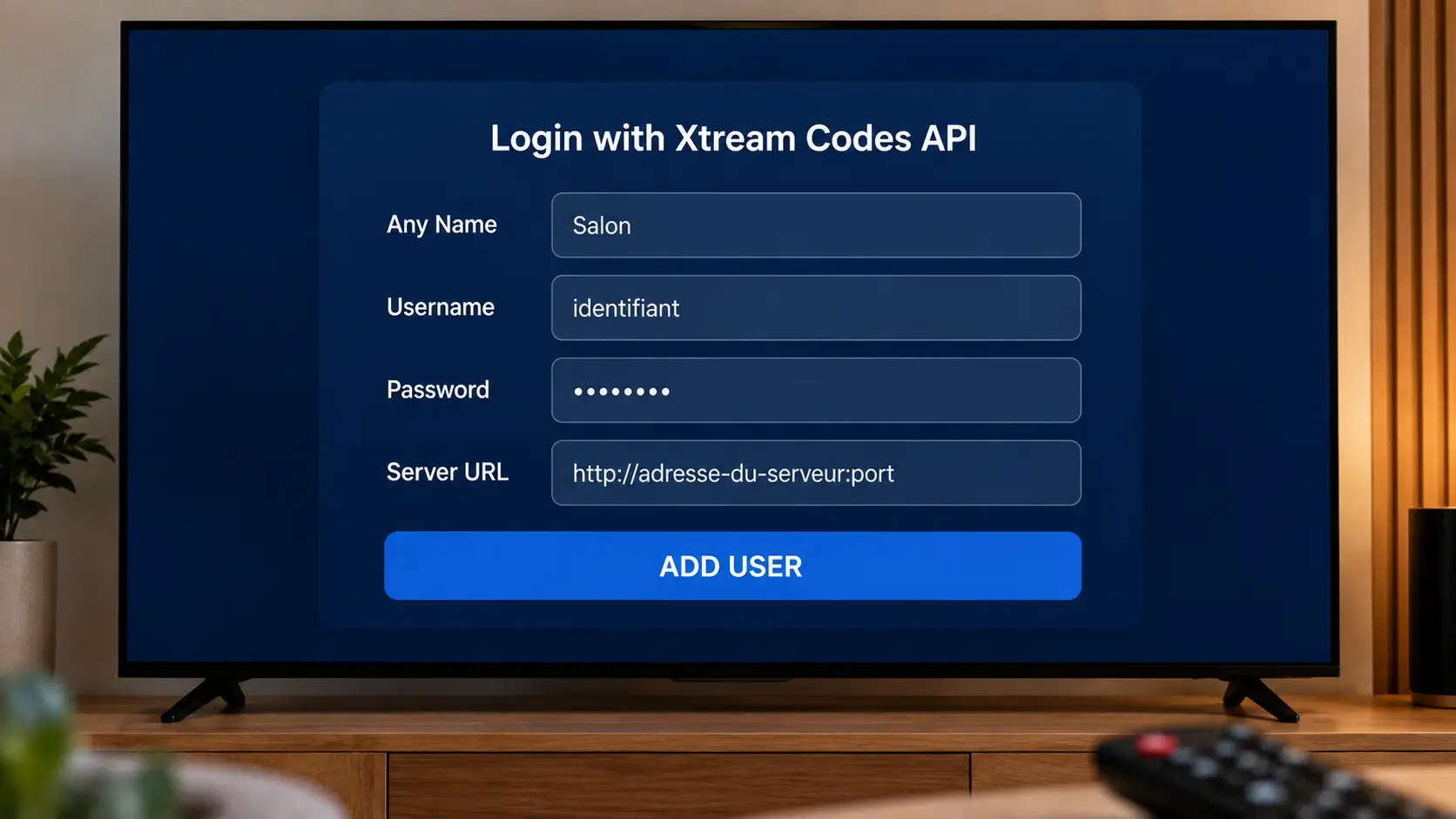 IPTV Smarters Pro avec formulaire de connexion Xtream Codes API