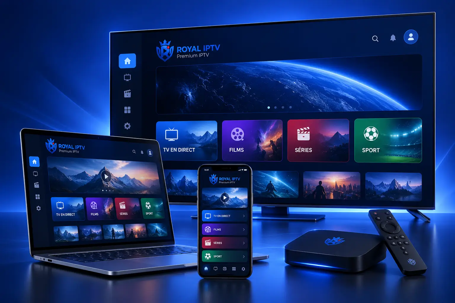 Abonnement IPTV 12 mois Royal IPTV sur télévision, ordinateur et smartphone