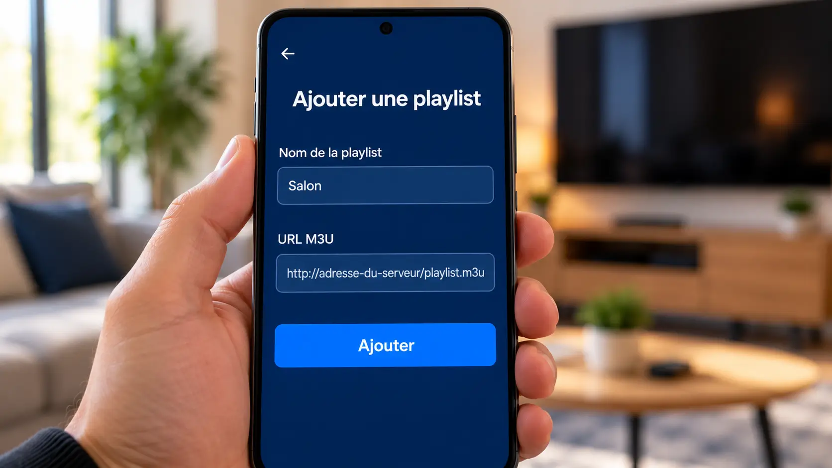 Ajout d'une playlist M3U dans un lecteur IPTV sur smartphone